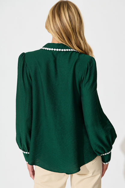 Lynelle Shirt in Emerald with White Contrast