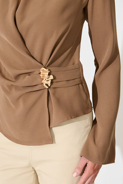 Desk To Drinks Top in Brown