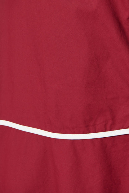 Rhea Maxi Shirt Dress in Wine with Contrast Piping Cotton