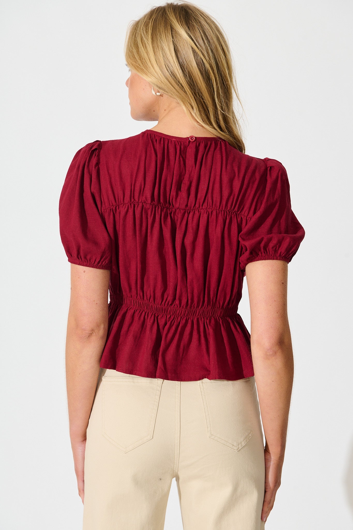 Bria Top in Wine Linen Blend