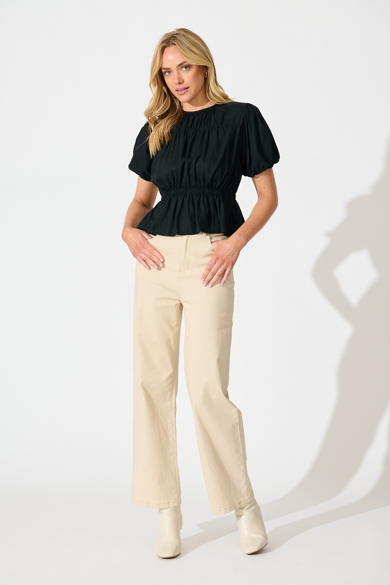 Bria Top in Black Linen Blend