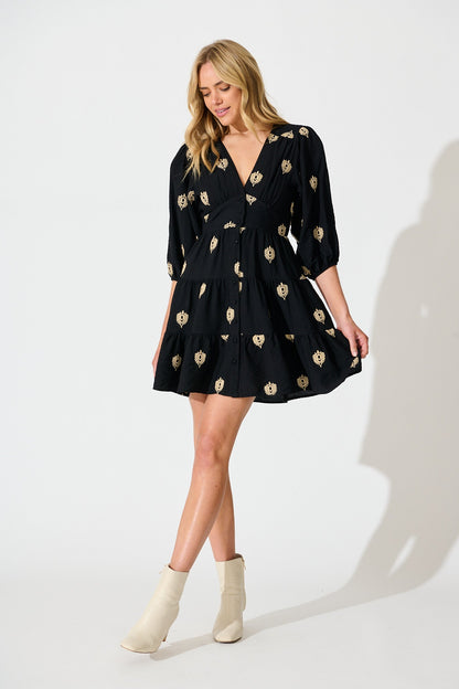 Lanetta Dress in Black Embroidery