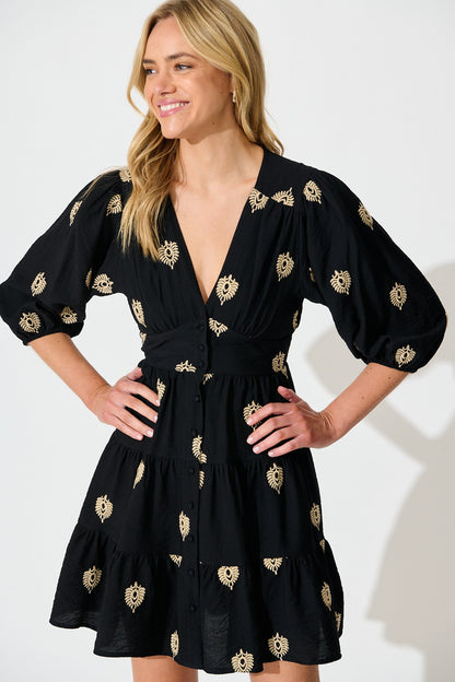 Lanetta Dress in Black Embroidery