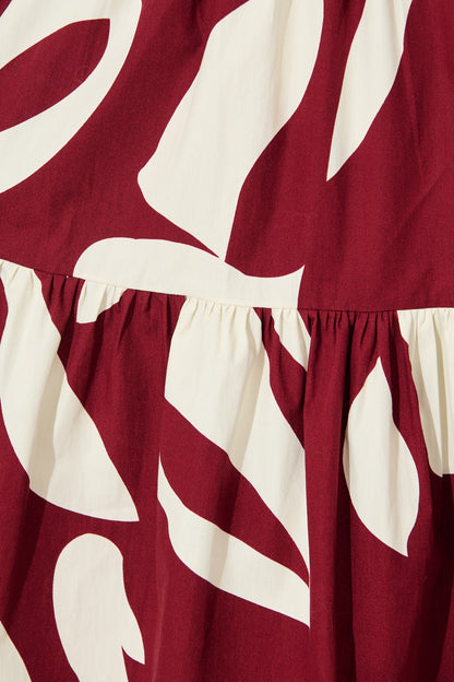 Endless Wishes Midi Shirt Dress in Wine with White Cotton