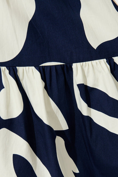 Endless Wishes Midi Shirt Dress in Navy with White Cotton