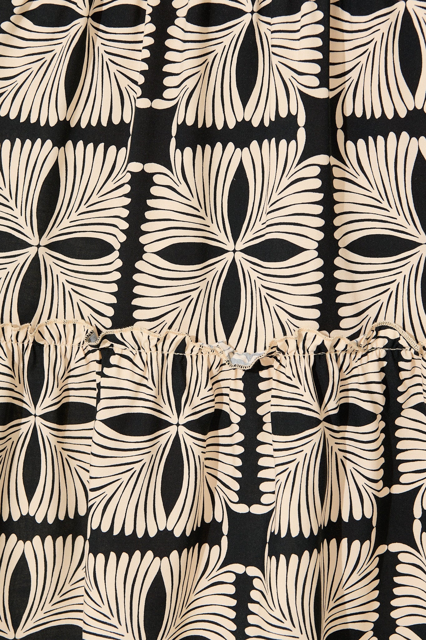 Frankie Midi Dress in Cream with Black Tile Print