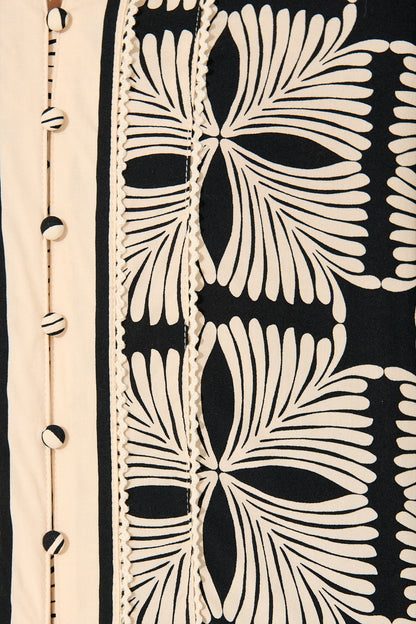 Esra Shirt in Cream with Black Tile Print
