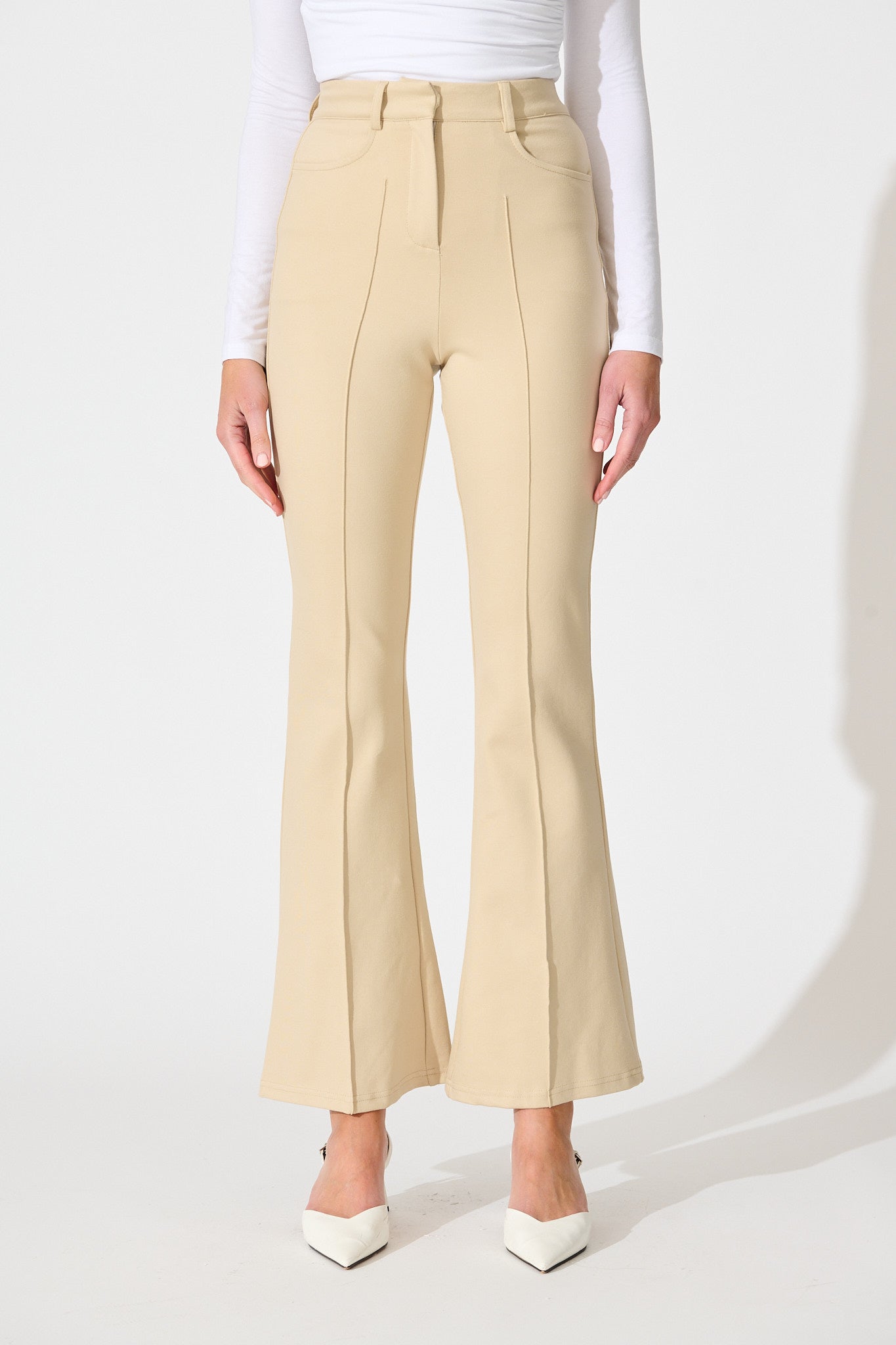 Workflow Stretch Pintuck Pant in Beige