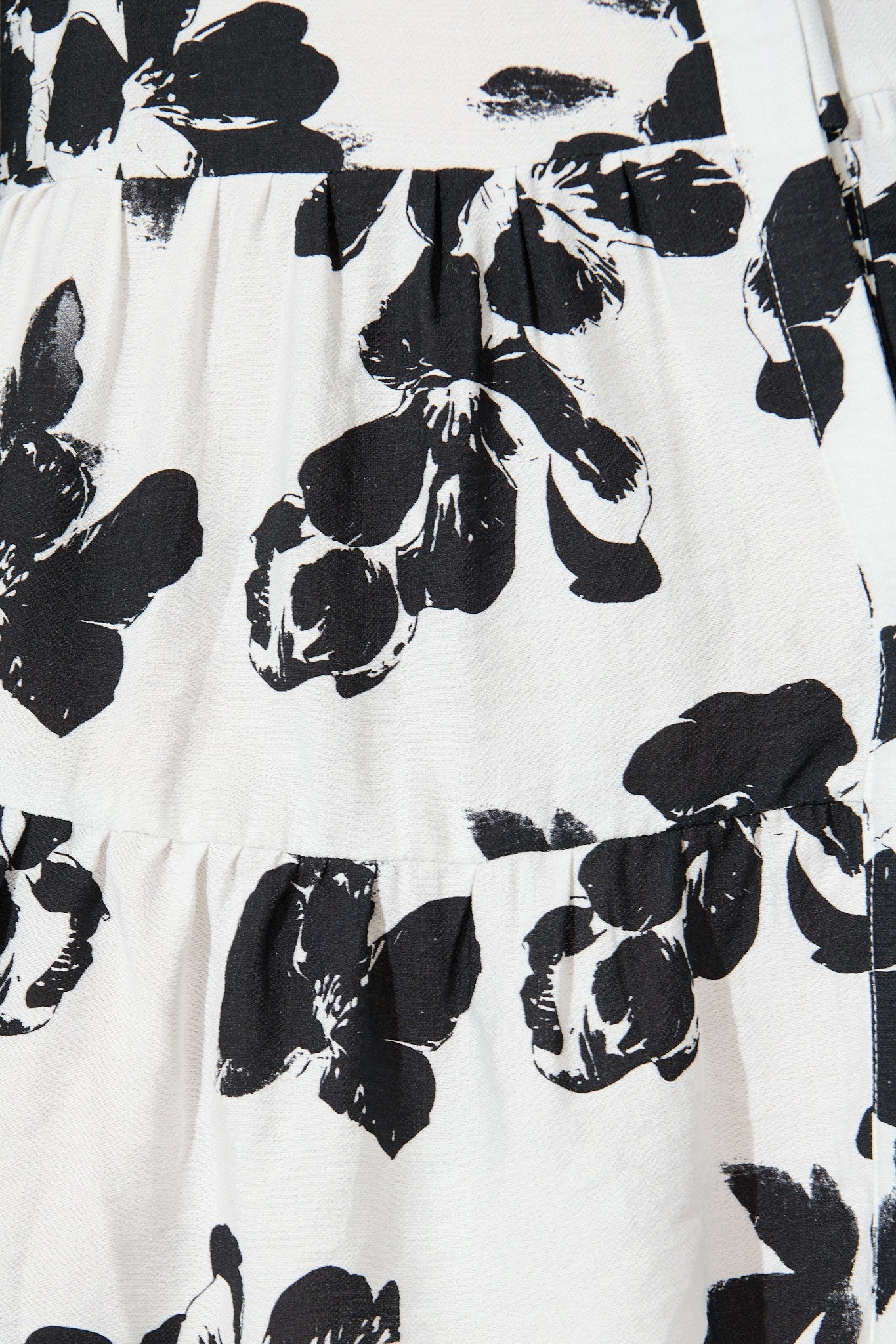 Juniper Dress in White with Black Floral Print