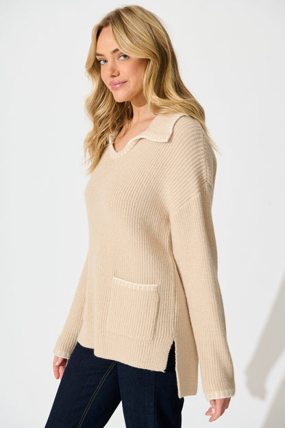 Swanson Knit in Beige Wool Blend