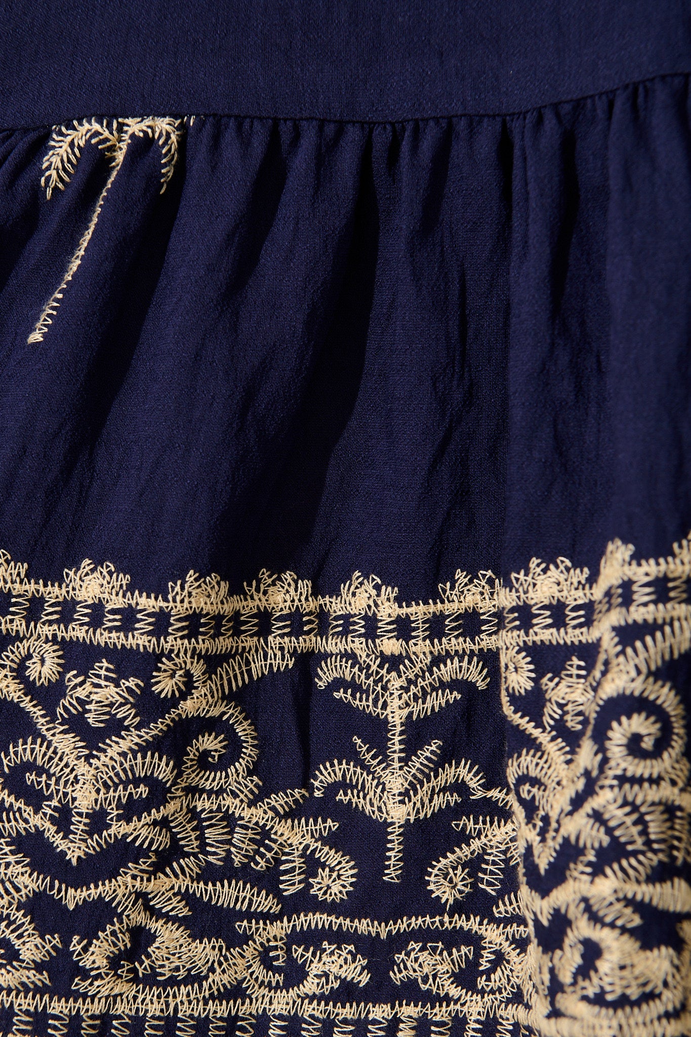 Sweet Nothings Dress in Navy with Palm Embroidery