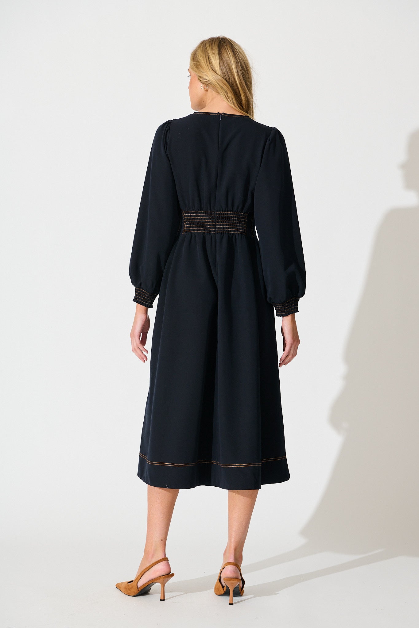 Ariella Midi Dress in Navy