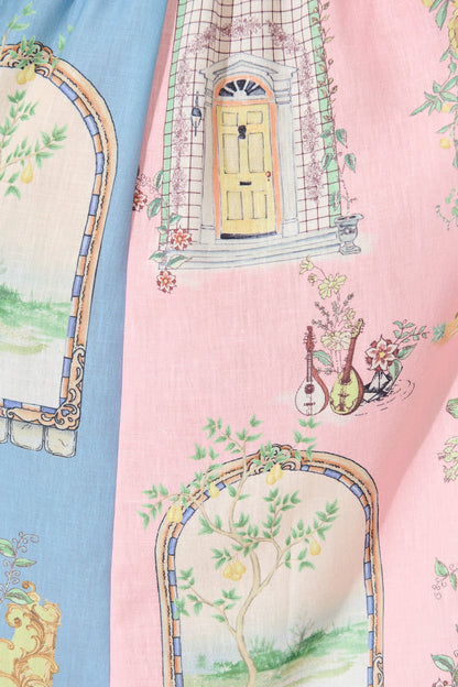 Jensen Midi Shirt Dress in Multi Patchwork Print Linen Blend