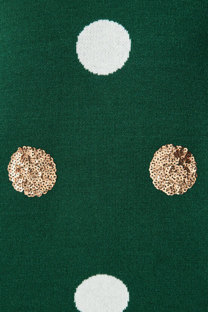 Almeria Knit In Emerald With Sequin Spot Wool Blend