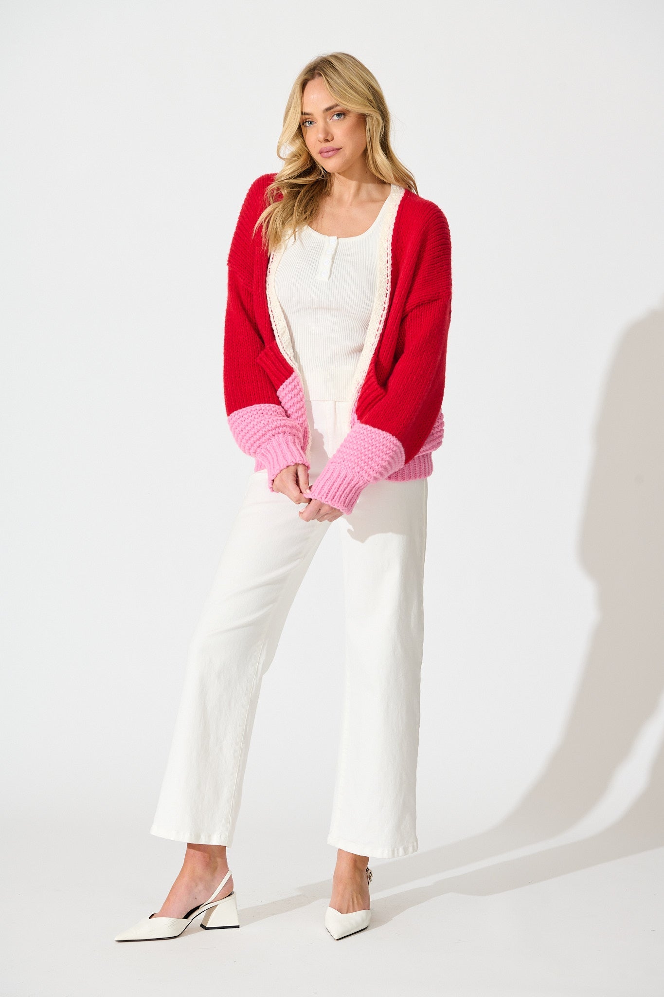 Dreamcatcher Knit Cardigan in Red Wool Blend