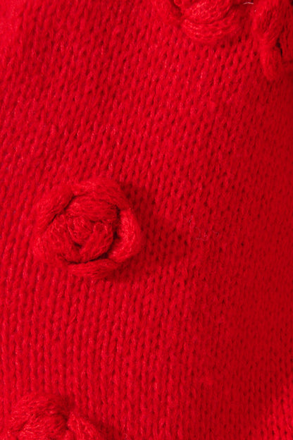 Hana Knit Cardigan in Red Wool Blend