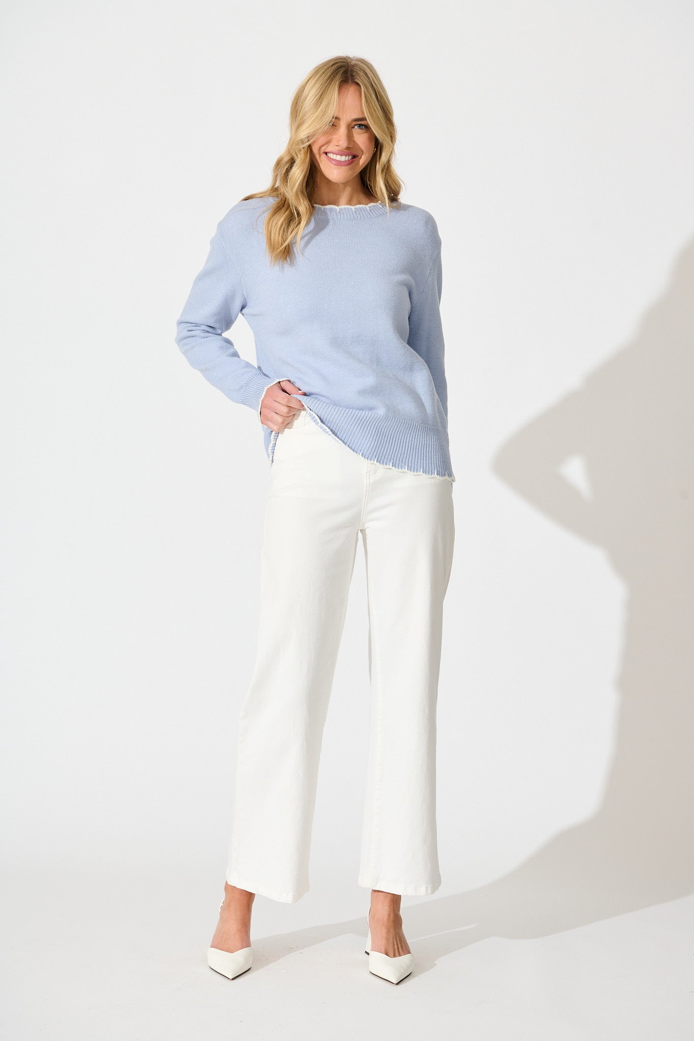 Love language Knit in Blue Wool Blend