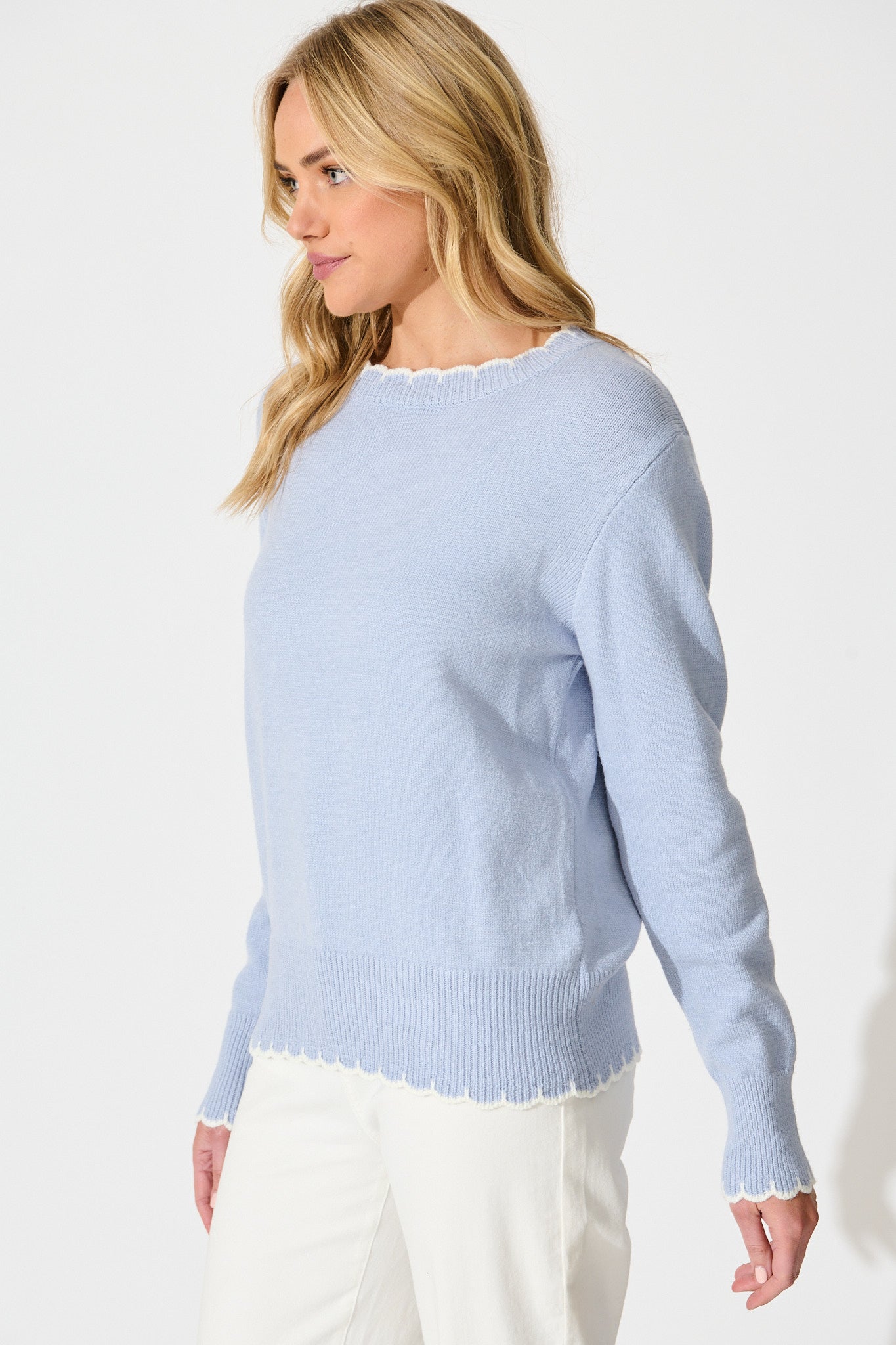 Love language Knit in Blue Wool Blend