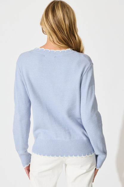 Love language Knit in Blue Wool Blend