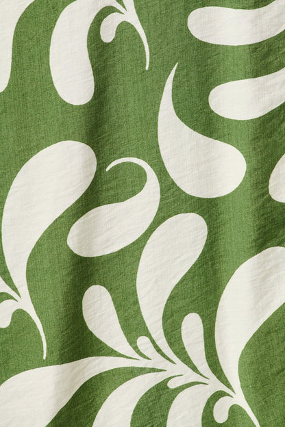 Peyton Midi Dress in Green with White Print