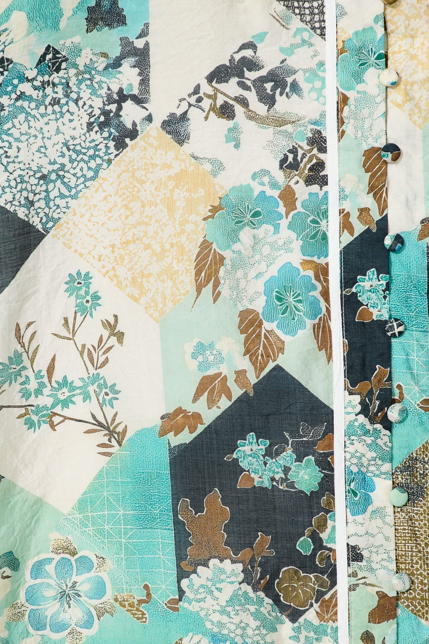 Jarren Midi Dress in Green Multi Floral with Contrast Trim Linen Blend