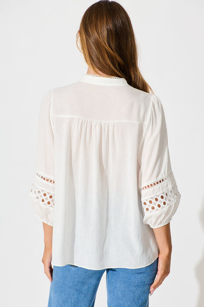 Cascades Top in White Linen Blend