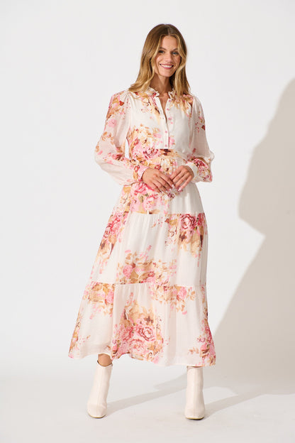 Lettie Maxi Dress in Pink Floral