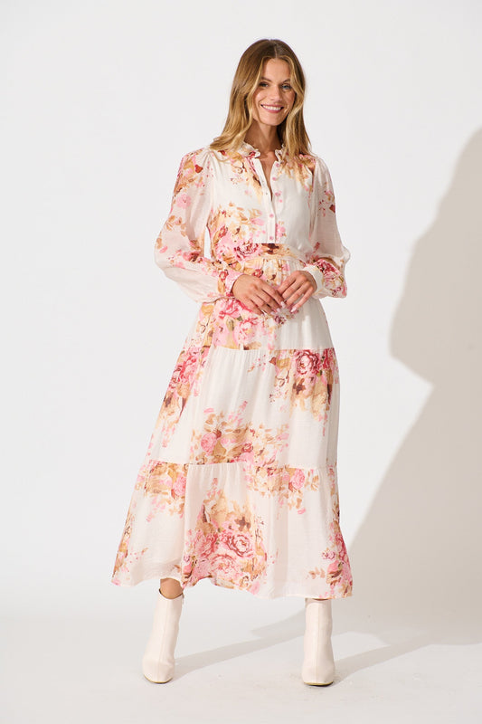Lettie Maxi Dress in Pink Floral