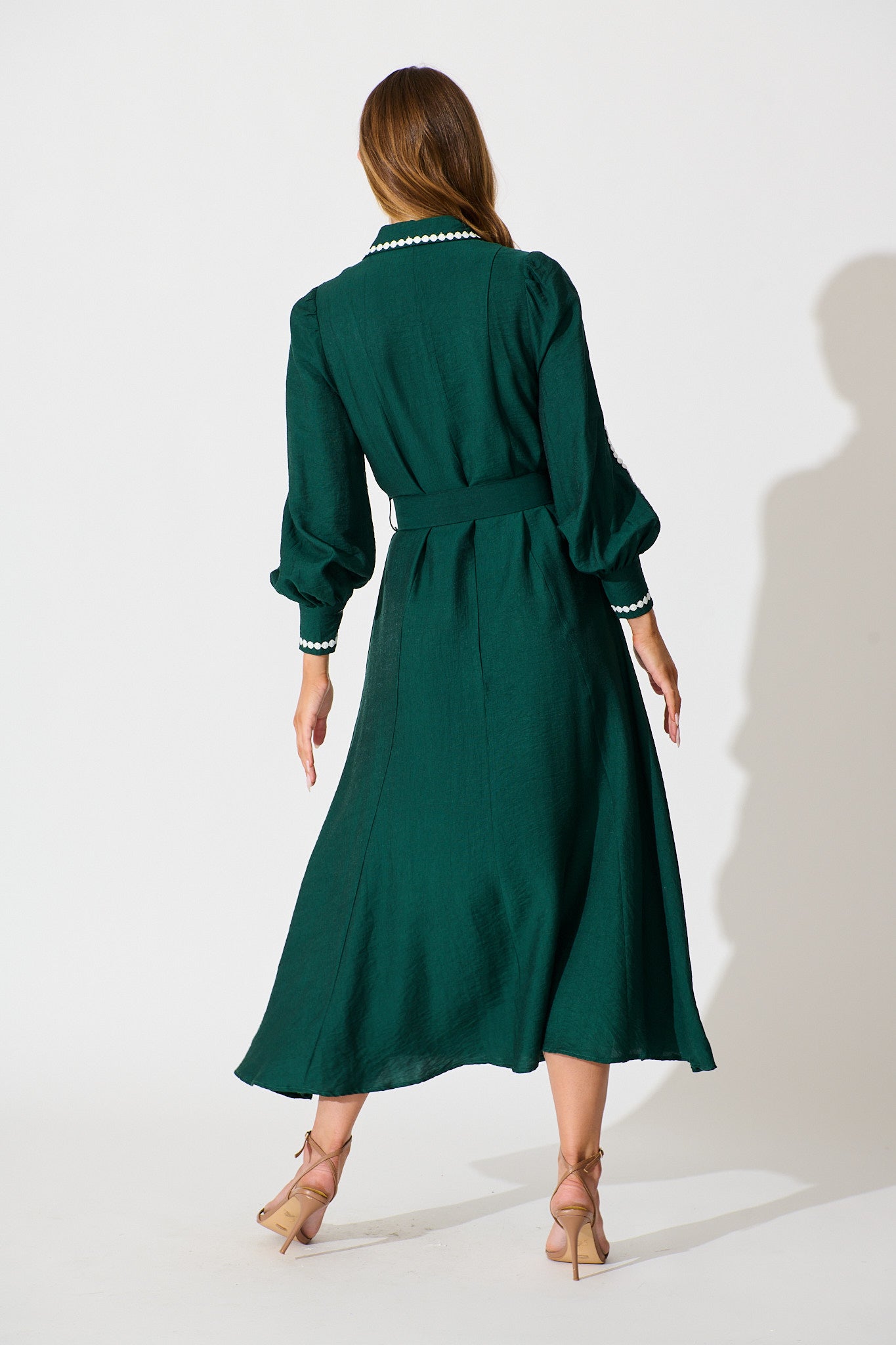 Lovingly Maxi Shirt Dress In Emerald Green