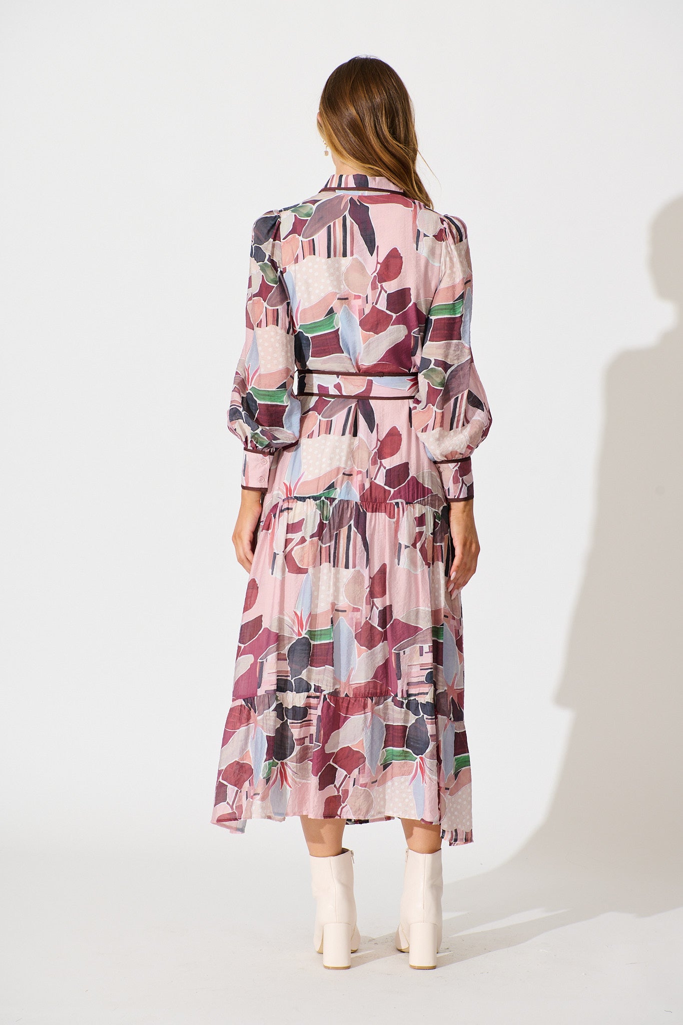 Naylor Maxi Shirt Dress in Multi Brown Print