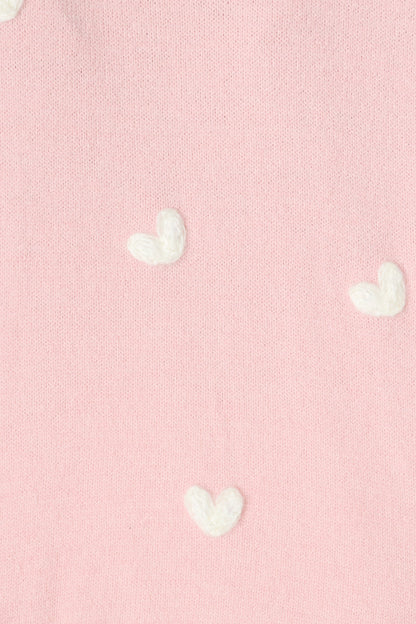 Angie Knit in Pink with Cream Heart Wool Blend