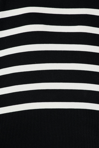 Dania Knit in Black with White Stripe Cotton Blend