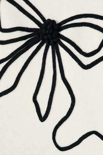 Rosa Knit in Cream with Black Bow Cotton Blend