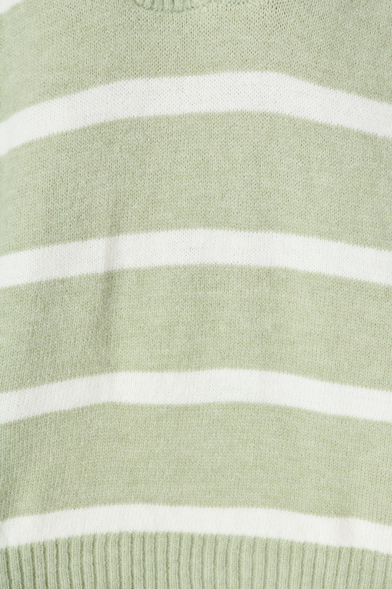 Serena Zip Knit in Sage with White Stripe Wool Blend