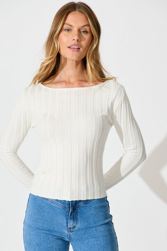 Echoes Knit Top in White