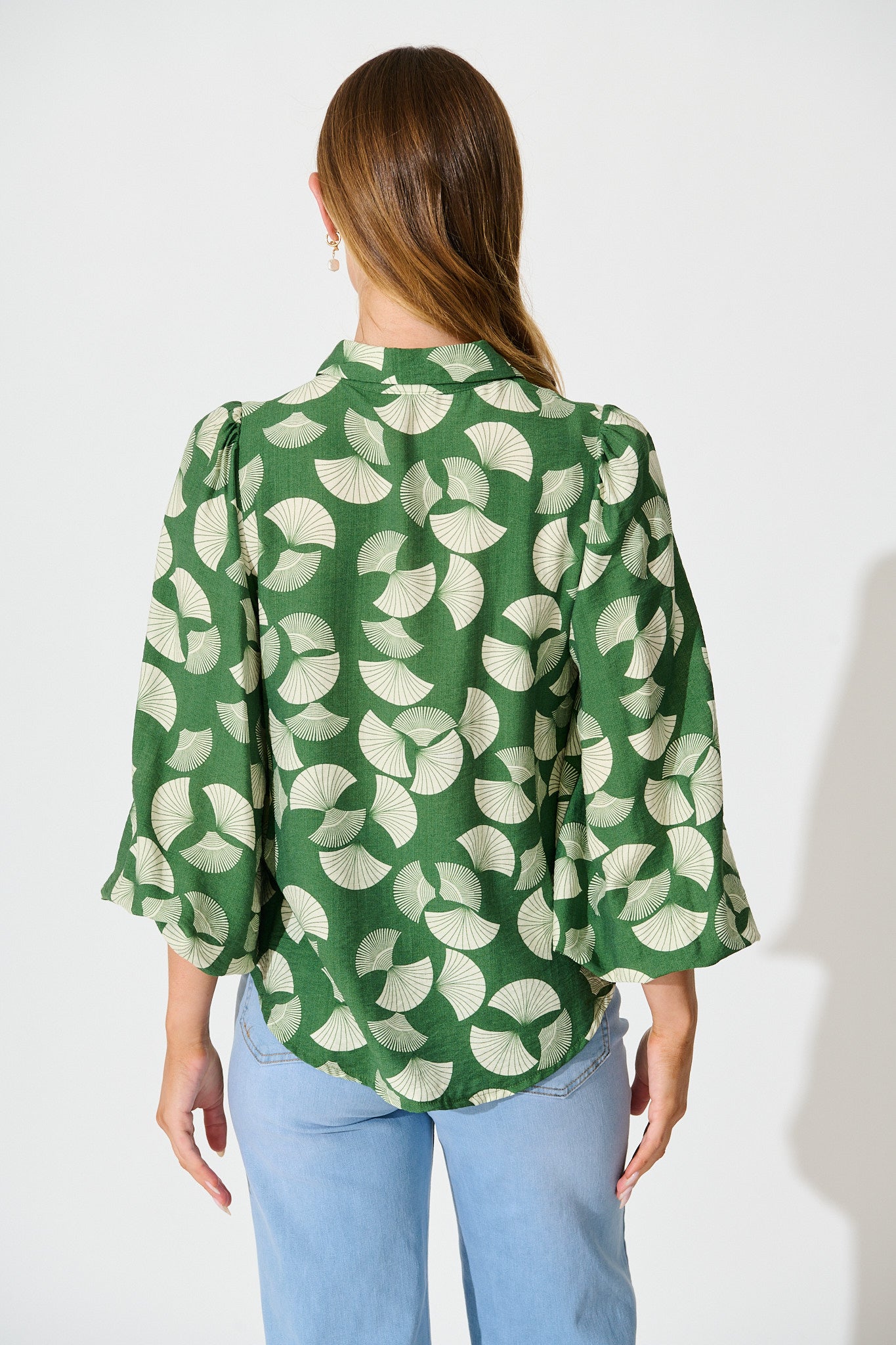 Keegan Shirt in Green with White Print
