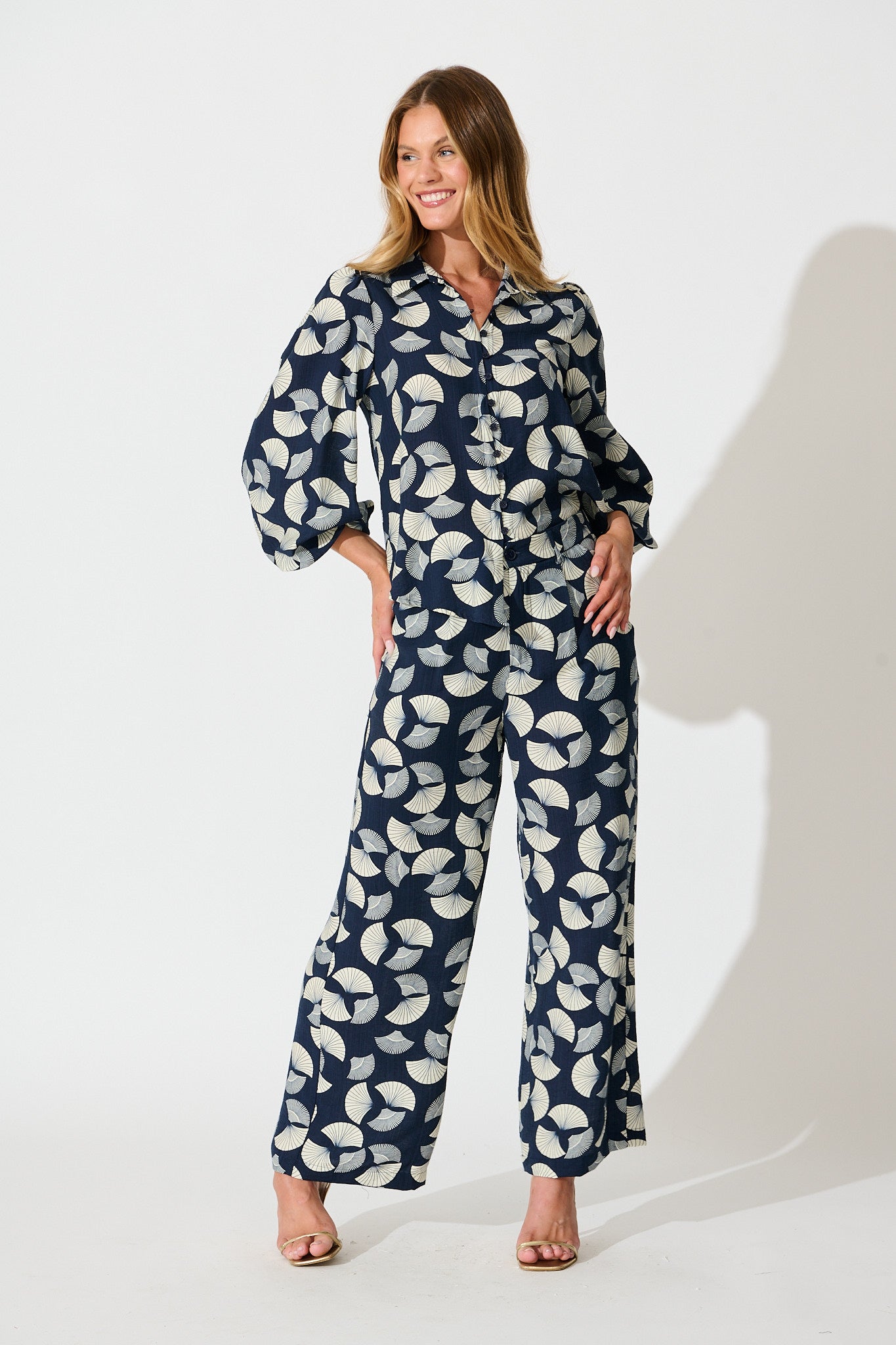 Keegan Shirt in Navy with White Print