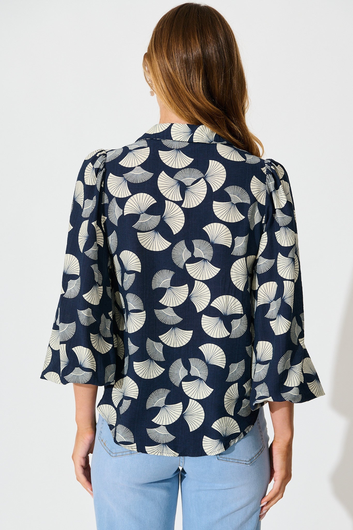 Keegan Shirt in Navy with White Print