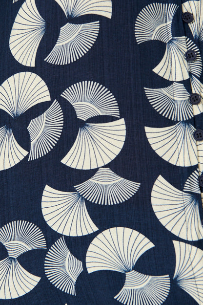 Keegan Shirt in Navy with White Print