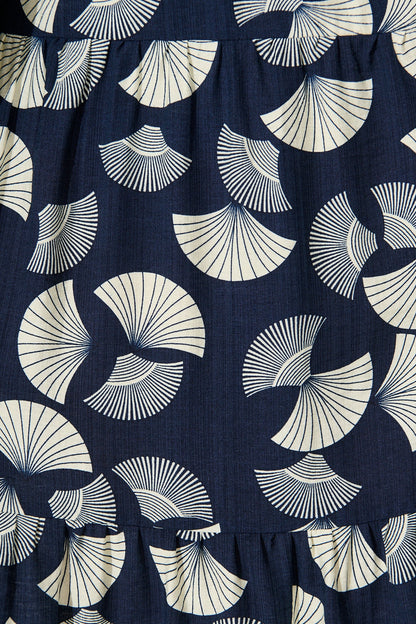 Donissa Midi Dress in Navy with White Print