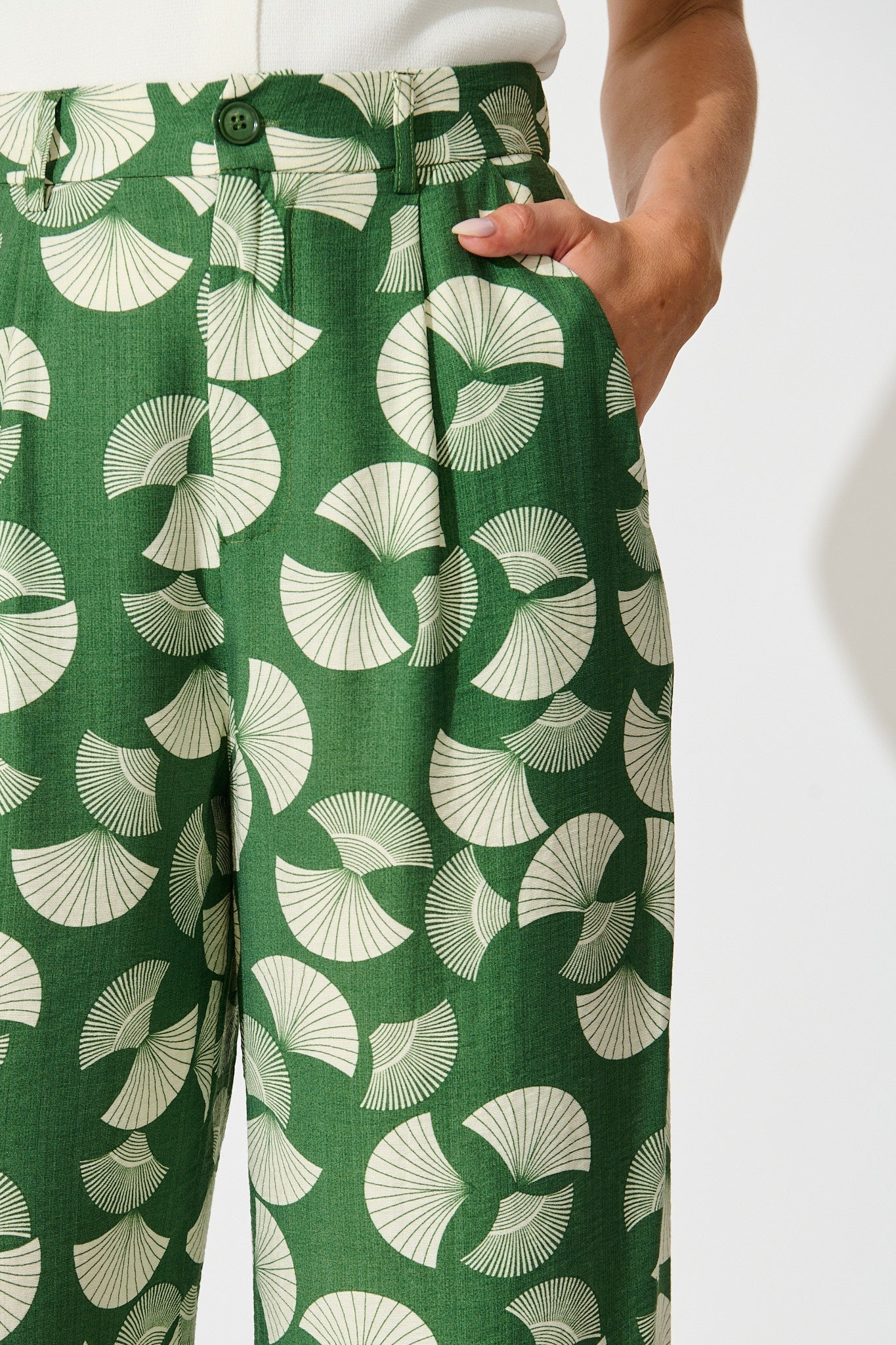 Dante Pant in Green with White Print