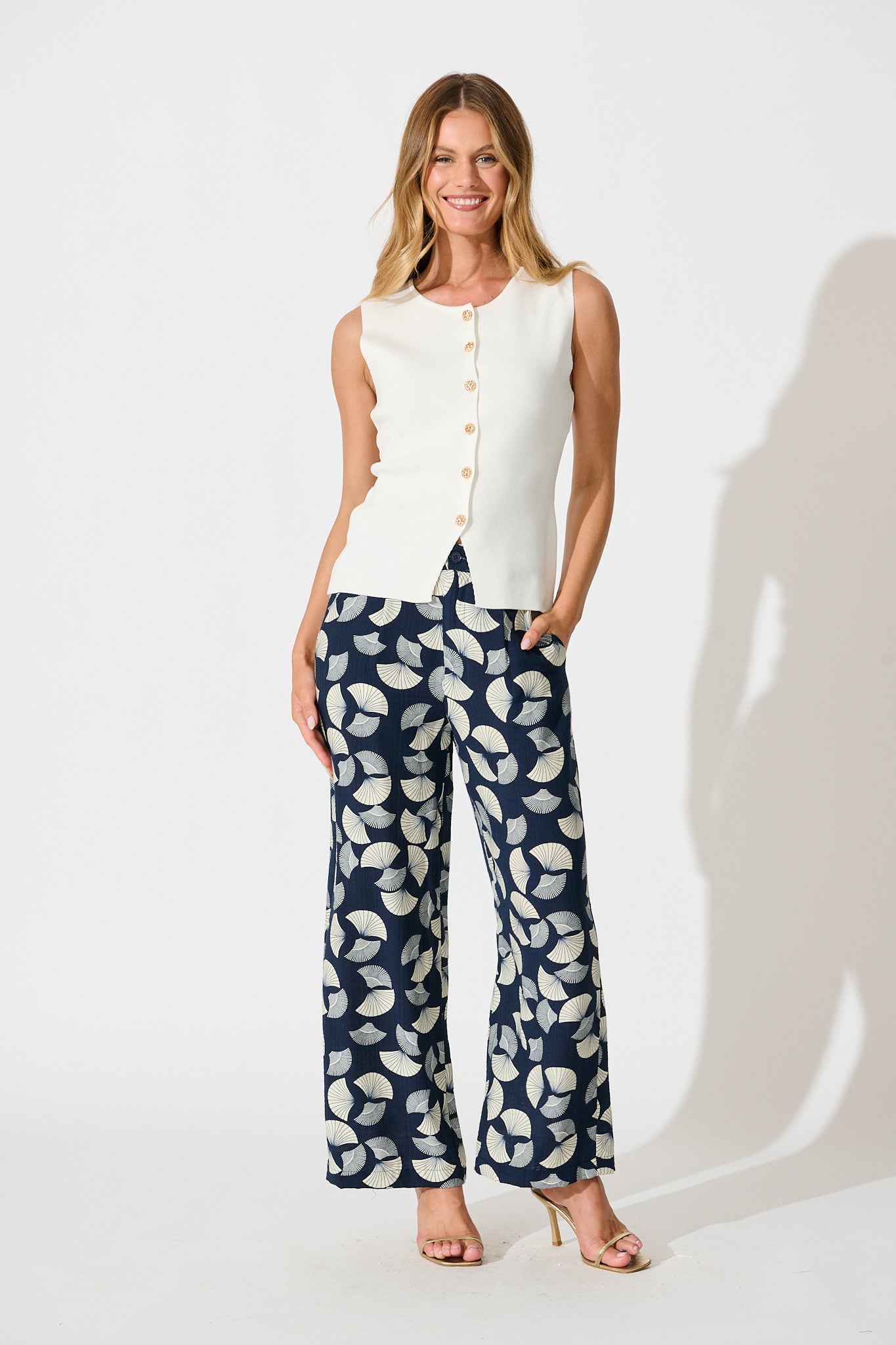 Dante Pant in Navy with White Print