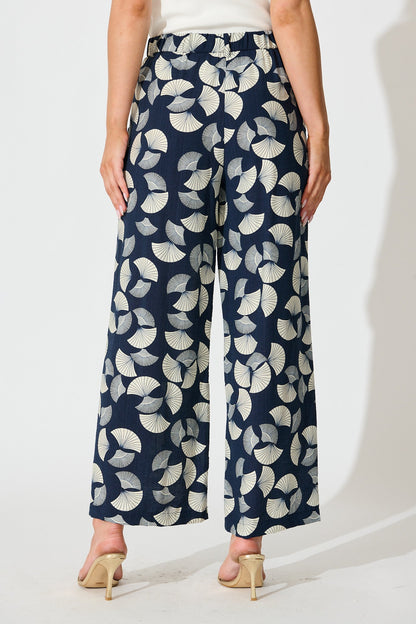 Dante Pant in Navy with White Print