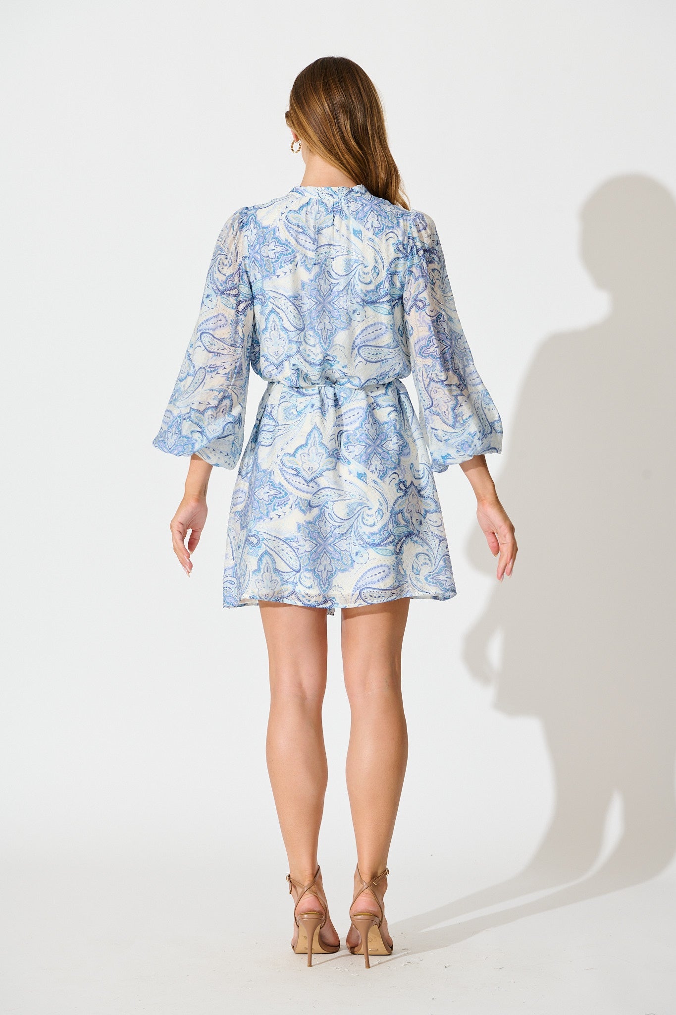 Janice Dress in Blue with White Print