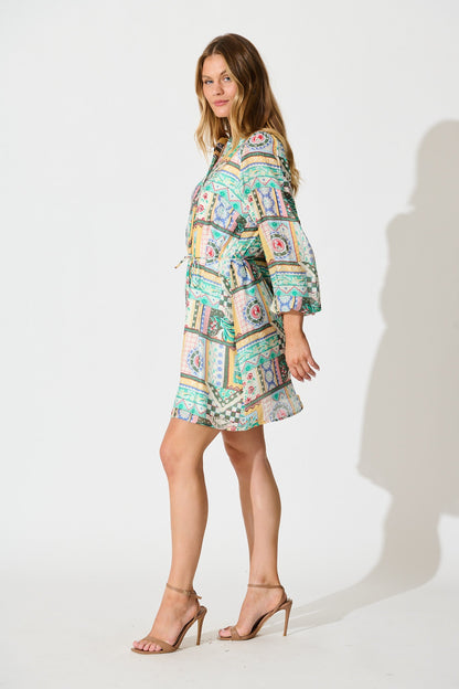 Janice Dress in Multi Patchwork Print