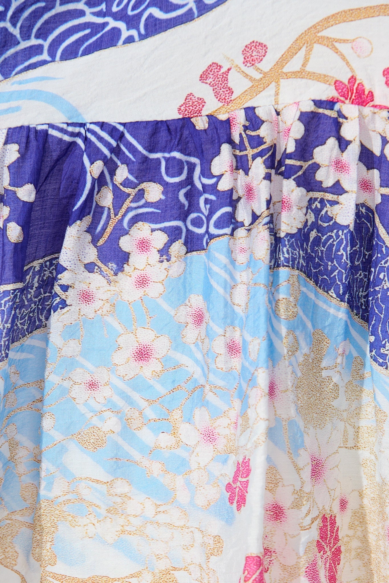 Izzy Dress in Blue and Multi Floral with Ric Rac Trim