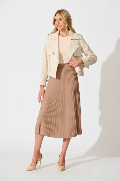 Empire Midi Knit Skirt in Mocha