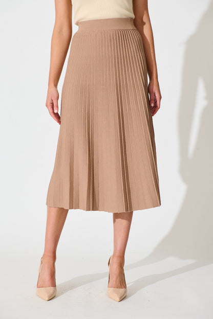Empire Midi Knit Skirt in Mocha