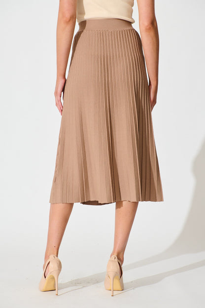 Empire Midi Knit Skirt in Mocha