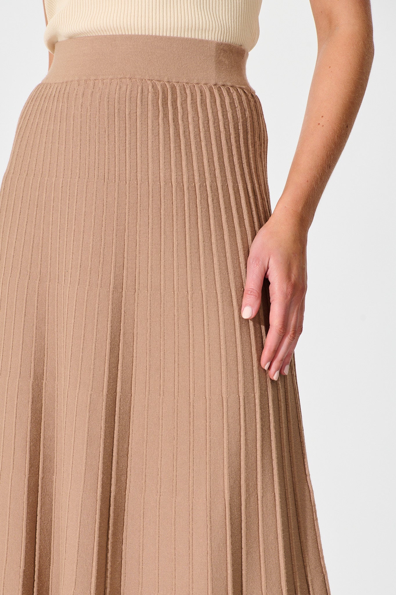 Empire Midi Knit Skirt in Mocha